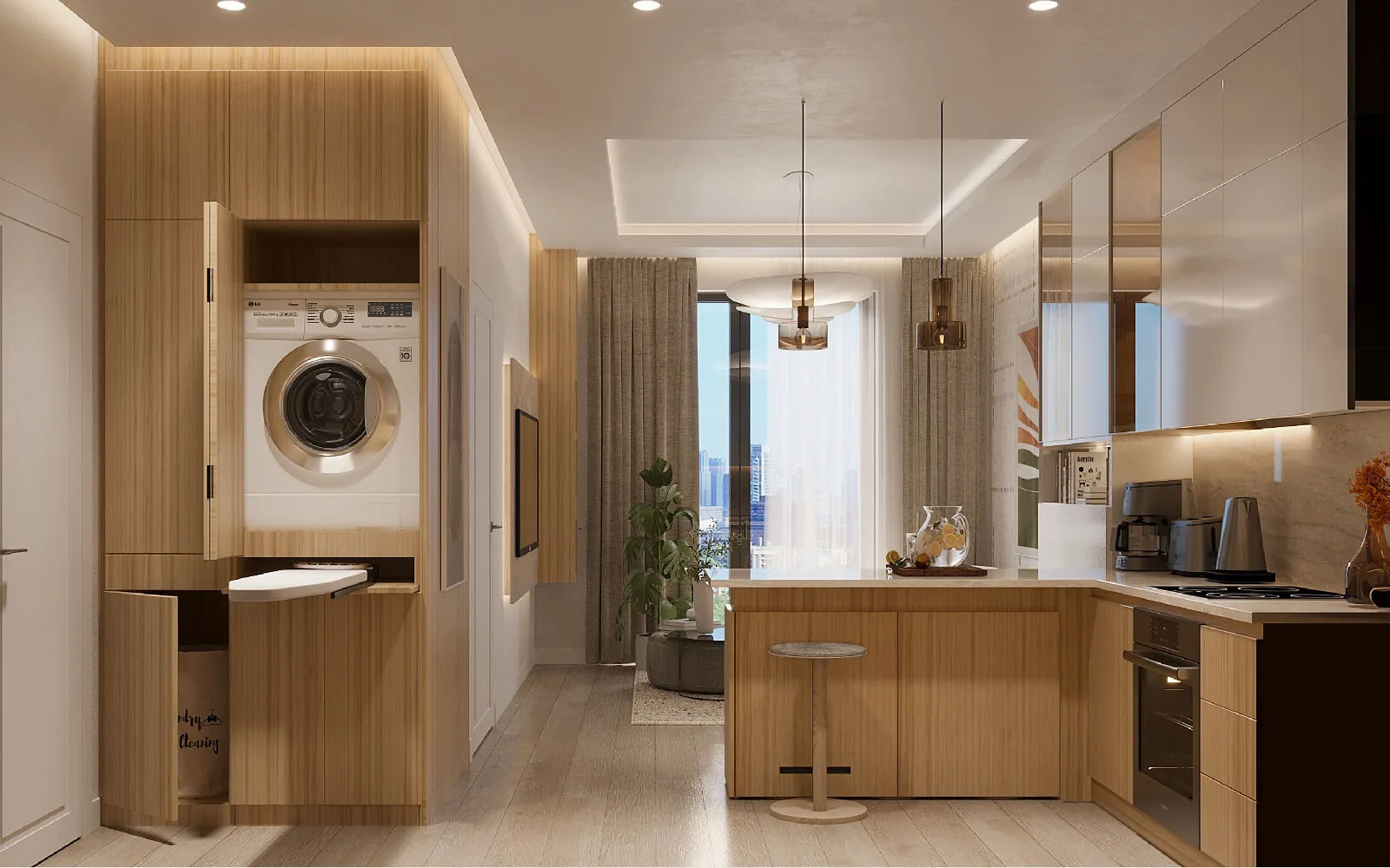 Elysium Residence Cubuklu kitchen and corridor design