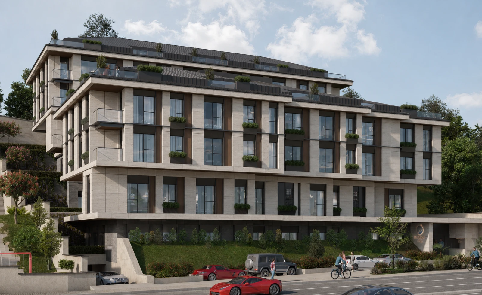 Elysium Residence Cubuklu street perspective rendering